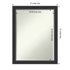 Petite Bevel Wood Wall Mirror, Corvino Narrow Black Frame