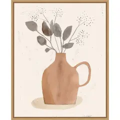 La Planta II (Floral Vase) by Victoria Barnes 16-in. W x 20-in. H. Canvas Wall Art Print Framed in Natural