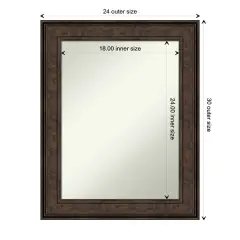Amanti Art Non-Beveled Wall Mirror, Ridge Black Frame Ridge Bronze Frame