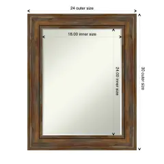 Petite Bevel Wood Wall Mirror, Alexandria Frame Alexandria Rustic Brown