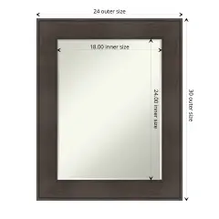 Petite Bevel Wall Mirror, William Rustic Woodgrain Frame