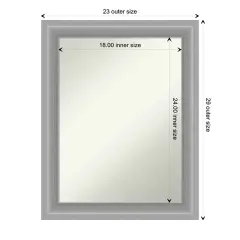 Amanti Art Non-Beveled Wall Mirror, Peak Polished Nickel Narrow Frame