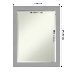 Beveled Bathroom Wall Mirror, Brushed Frame