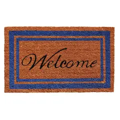 152971830WELC Blue Border Welcome Doormat