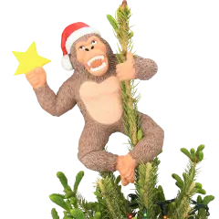 King Kong Climbing The Tree Funny Christmas Tree Topper - Large 10"