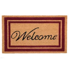 152991830WELC Burgundy Border Welcome Doormat