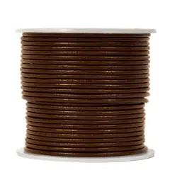 Hemptique 2mm Genuine Round Leather Cord Jewelry Bracelet Making Arts Crafting Gifting Wrapping Fashion Clothing Decor Brown