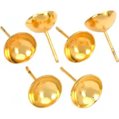 6 Pearl Cup Earring Post Bead Jewelry Gold Filled Parts