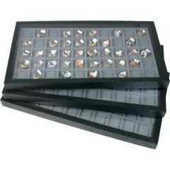 6 Jewelry Box Display Cases Gray 50 Slot Inserts New