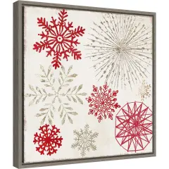 Christmas Snowflakes II by PI Studio Canvas Wall Art Print Framed Grey