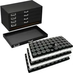 5 Drawer Jewelry Organizer Display Case 250 Gem Jars