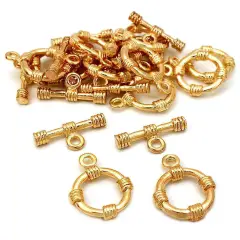 Bali Toggle Clasps Gold Plated Part 15.5mm Approx 12