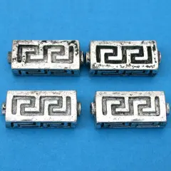 Rectangle Beads Antique Silver Plate Tube 19mm Approx 4