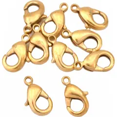 10 Gold Plated Curved Lobster Clasps 12mm