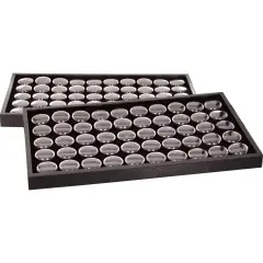 100 Black Foam Gem Jars & 2 Travel Display Trays