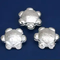 Flower Disc Beads Silver Plated Beading 15mm Approx 3