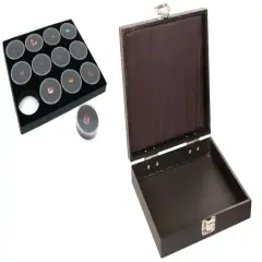 Black Square Jewelry Case (Single Metal Latch) w/ Black Foam 12 Gem Jar Insert