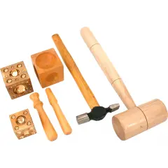 Jewelers Dapping Block Solid Brass Wood Mallet Tools