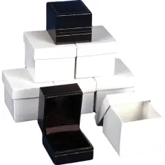 6 Ring Gift Boxes Black Leather Jewelry Case Display