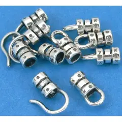 St. Silver Crimp Beads Fancy Hook & Eye Cord Ends 3mm