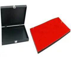 Black Jewelry Display Case (Single metal clasp) w/ Red Foam 72-slot Display Pad