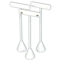 3 Earring T Stand White Leather Showcase Display 6.75"