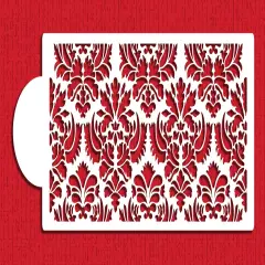 Damask Cake Stencil Tier #5 | C405 by Designer Stencils | Cake Decorating Tools | Baking Stencils for Royal Icing, Airbrush, Dusting Powder | Reusable Plastic Food Grade Stencil for Cakes | Easy to Use & Clean Cake Stencil