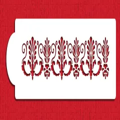 Fancy Fleur De Lis Cake Stencil Side | C123T by Designer Stencils | Cake Decorating Tools | Baking Stencils for Royal Icing, Airbrush, Dusting Powder | Reusable Plastic Food Grade Stencil for Cakes | Easy to Use & Clean Cake Stencil
