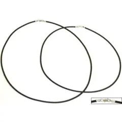 Rubber Cord Necklaces Black 16" & 18" 2Pcs