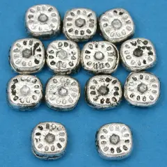 15g Bali Square Sun Beads Antq Silver Plt 8mm Approx 12
