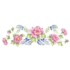 Small Peony and Hydrangea Wall Stencil | 2411 by Designer Stencils | Floral Stencils | Reusable Art Craft Stencils for Painting on Walls, Canvas, Wood | Reusable Plastic Paint Stencil for Home Makeover | Easy to Use & Clean Art Stencil