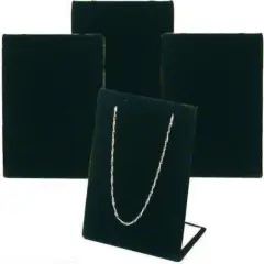 4 Black Velvet Pendant Chain Necklace Display Stand 2" x 3"