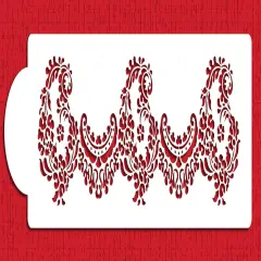 Alencon Lace Cake Stencil Bottom Tier | C373 by Designer Stencils | Cake Decorating Tools | Baking Stencils for Royal Icing, Airbrush, Dusting Powder | Reusable Plastic Food Grade Stencil for Cakes | Easy to Use & Clean Cake Stencil