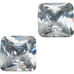 2 White Square Faceted Cubic Zirconia CZ Gem 7.5mm