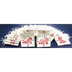 40 White Tote Bags Red Bow Shopping Gift Display 4.5"