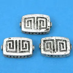 Fluted Rectangle Beads Antique Silver Plt 19mm Approx 3