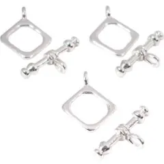 3 Sterling Silver Toggle Clasps Square Bracelet Parts