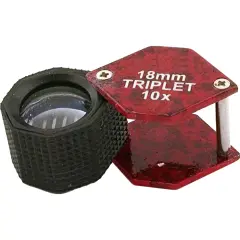 10x Red Hexagon Loupe Jewelers Gem Magnifier Tool 18mm