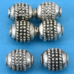 15g Bali Rope Barrel Bead Antq Silver Plt 10mm Approx 6