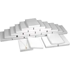 25 Cotton White Necklace Pendant Jewelry Gift Boxes 7 1/8"