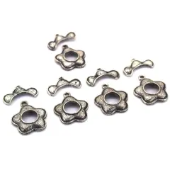 Flower Toggle Clasp Antique Silver Plt 23.5mm Approx 4