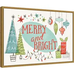 Merry and Bright Christmas Tree by Janelle PennerCanvas Wall Art Print Framed Gold