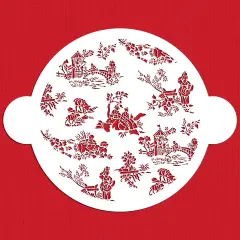 Large French Toile Cake Stencil | C159 by Designer Stencils | Cake Decorating Tools | Baking Stencils for Royal Icing, Airbrush, Dusting Powder | Reusable Plastic Food Grade Stencil for Cakes | Easy to Use & Clean Cake Stencil