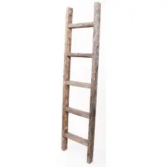 Rustic Farmhouse 5ft Reclaimed Wood Decorative Bookcase Ladder Grey
