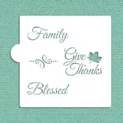 Give Thanks Cookie & Craft Stencil | CM027 by Designer Stencils | Cookie Decorating Tools | Baking Stencils for Royal Icing, Airbrush, Dusting Powder | Craft Stencils for Canvas, Paper, Wood | Reusable Food Grade Stencil