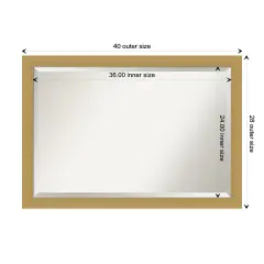 Beveled Bathroom Wall Mirror, Grace Brushed Gold Frame