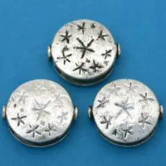 Fluted Star Beads Antique Silver Plated 18.5mm Approx 3