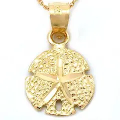 14K Gold Sand Dollar Charm 18" Chain Jewelry