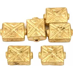 Rectangle X Beads Gold Plate Tube Beading 13mm Approx 6