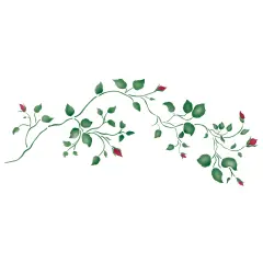 Large Rosebud Vine Wall Stencil | 1951 by Designer Stencils | Floral Stencils | Reusable Art Craft Stencils for Painting on Walls, Canvas, Wood | Reusable Plastic Paint Stencil for Home Makeover | Easy to Use & Clean Art Stencil